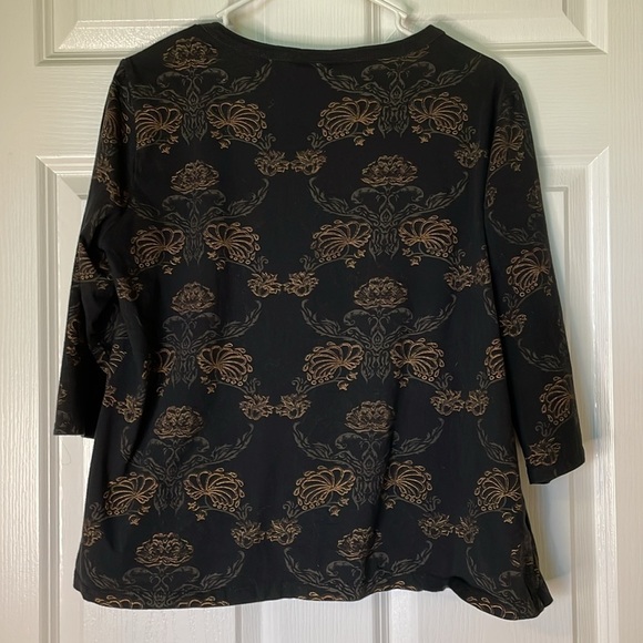 STYLE & CO. Floral Print Pullover Top, Women’s XL, Black Gold - Picture 5 of 7